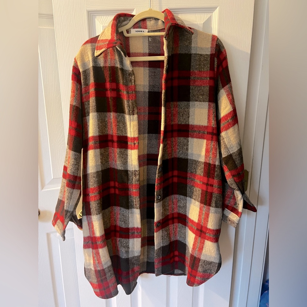 Adora Red Plaid Shacket (S)